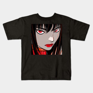 red aka crimson cyberpunk lady ecopop lust women art Kids T-Shirt